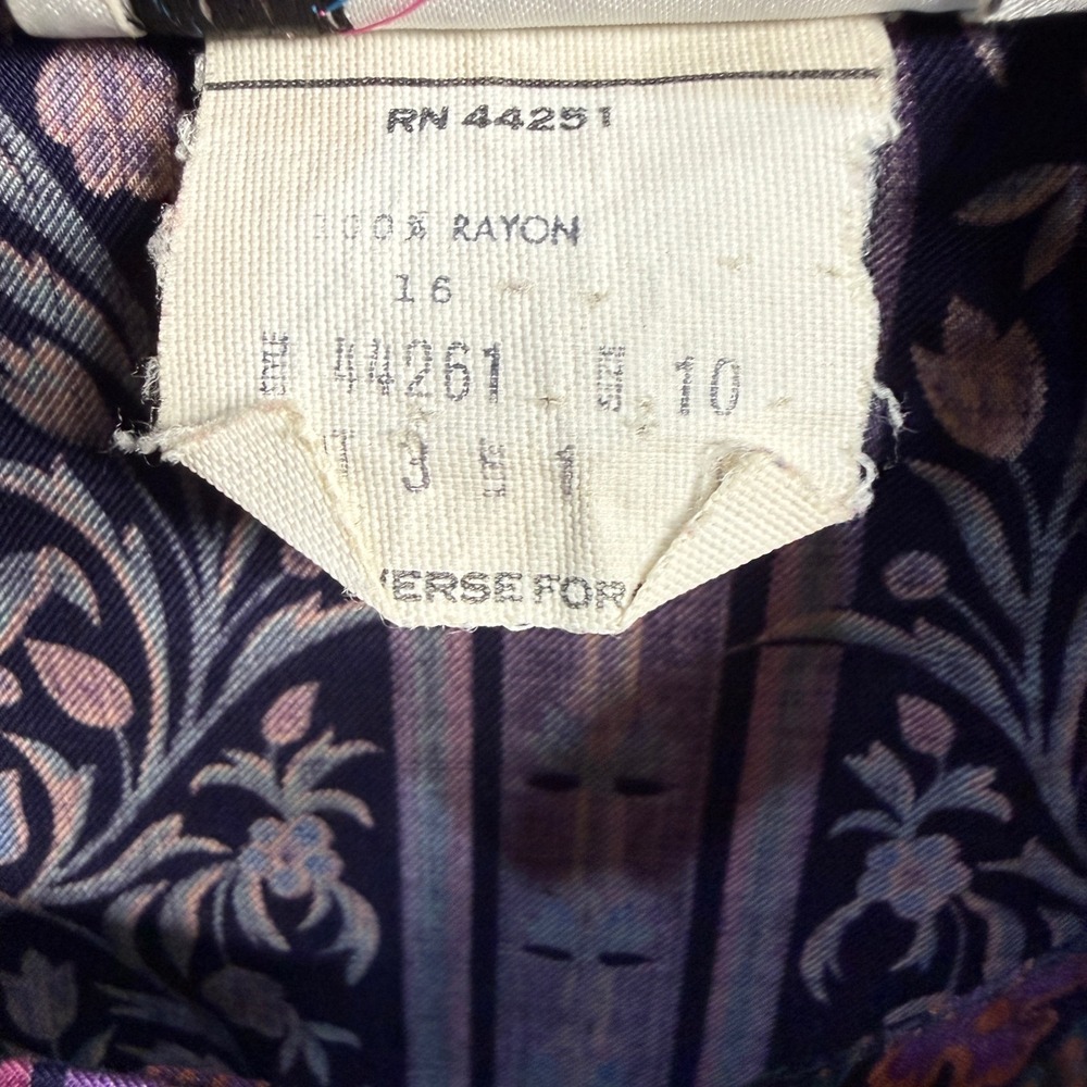 Vintage Prophecy Womens Sz 16 Purple Teal Artsy Floral Boho Eclectic Blouse Top - Picture 4 of 12